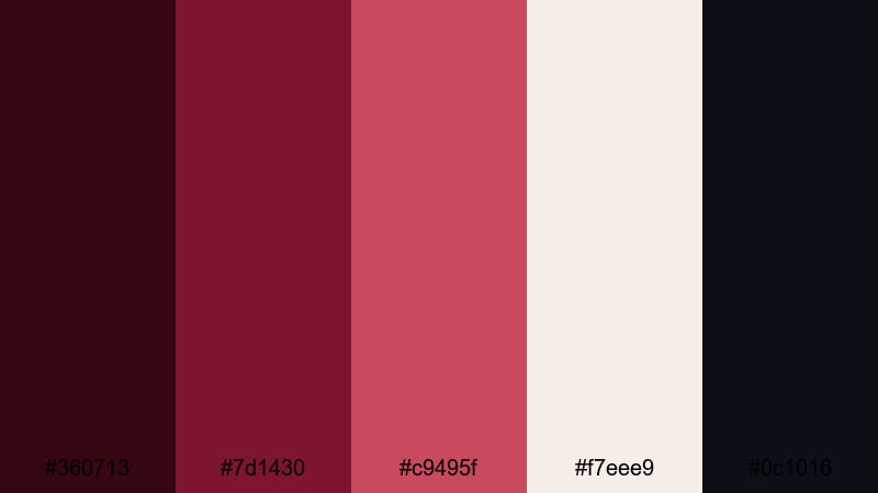 shadowed cabernet frame dark red wine color palette with hex codes