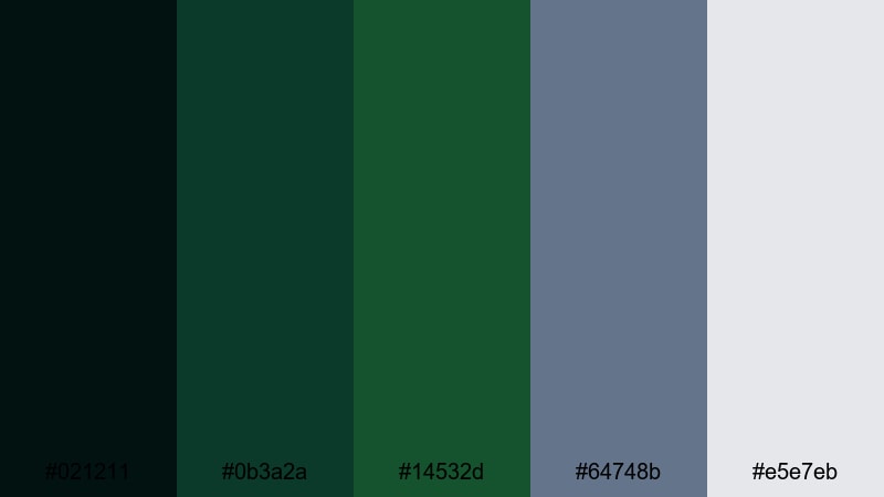 shadowed forest drama forest green color palette with hex codes