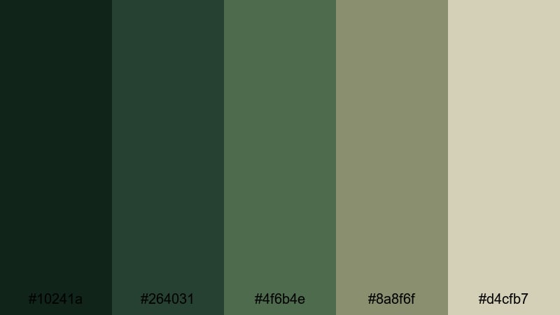 shadowed forest floor nature color palette with hex codes