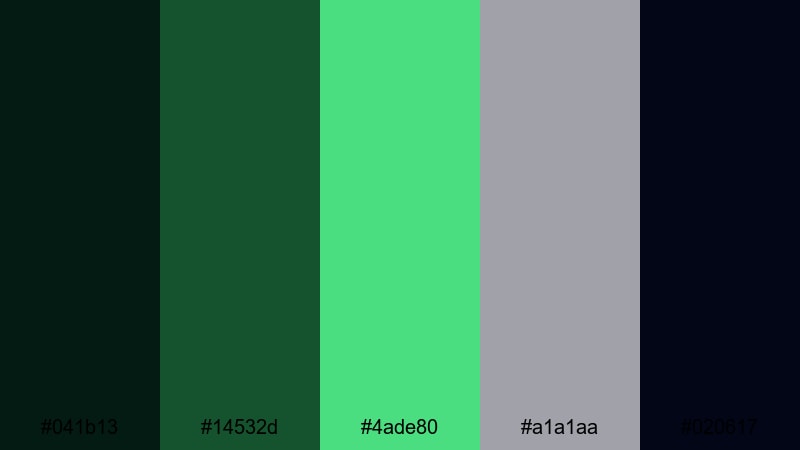 shadowed ivy credits dark green color palette with hex codes