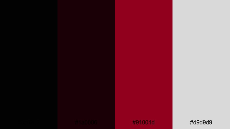 shadowframe thriller black red color palette with hex codes
