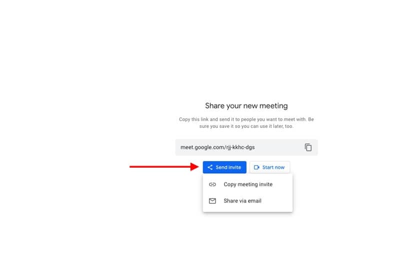 share google meet invitation link on Gmail