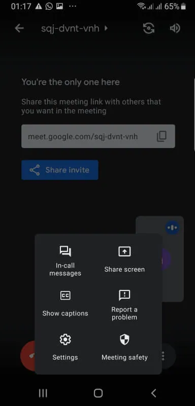   Share Screen on Google Meet Android