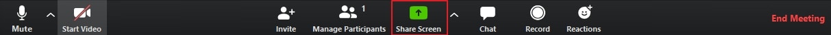 Share Screen on  Zoom Client