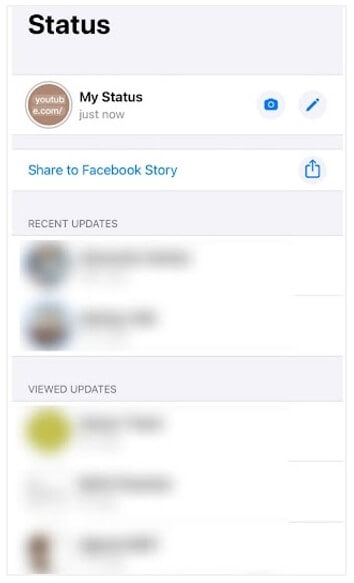 share WhatsApp status to facebook story