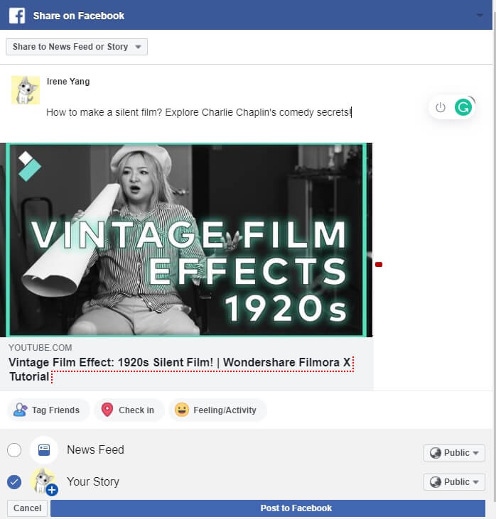 share youtube video to facebook  story 
