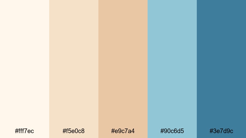 shell sand shores ocean color palette with hex codes
