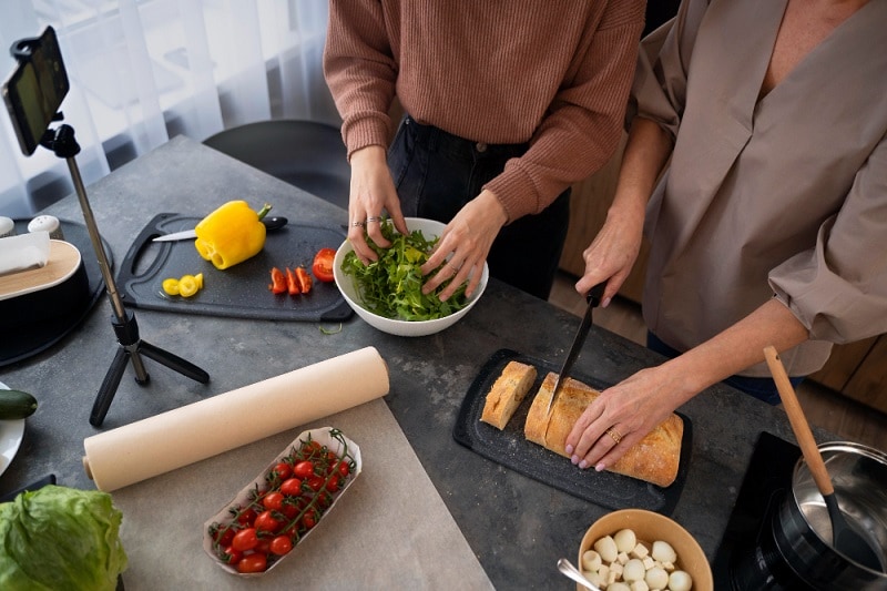 shooting a cooking video top view