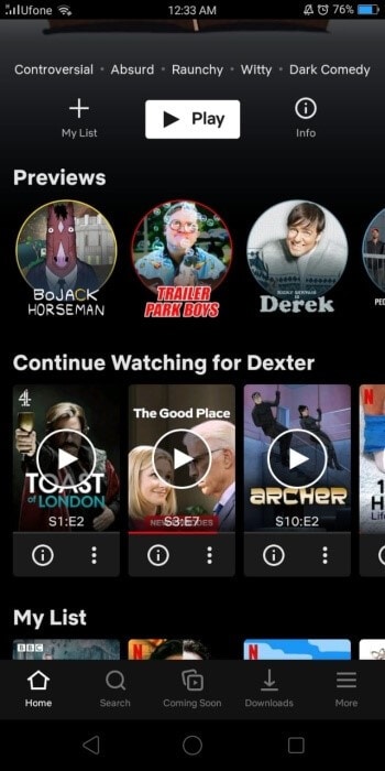 Accesso all'applicazione Netflix