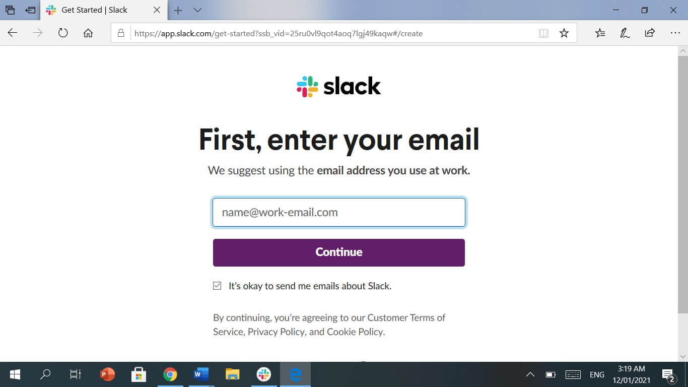 Sign Up Slack