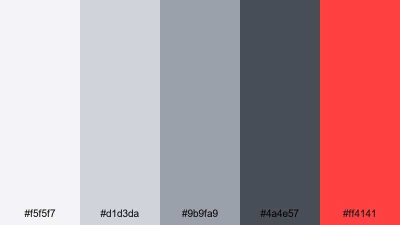 signal red alloy gray silver color palette with hex codes