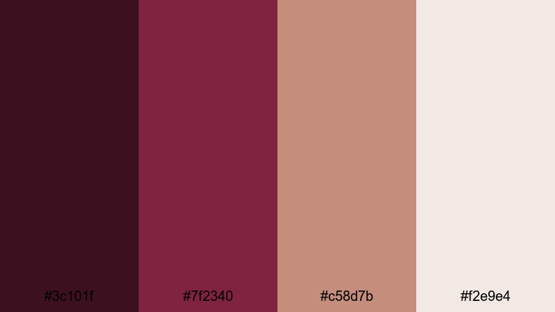 silent era garnet wine red color palette with hex codes