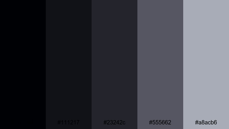 silent night alley black gray color palette with hex codes