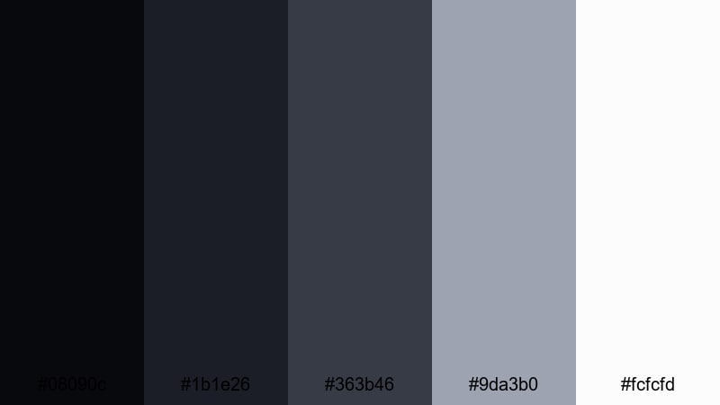 silver screen drama black gray color palette with hex codes