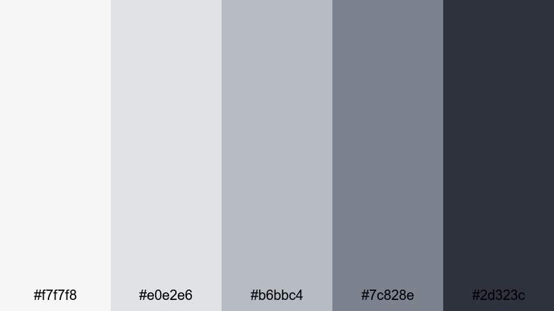 silver screen drift gray white color palette with hex codes