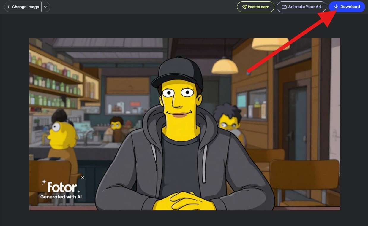 fotor ai simpsons character generator results