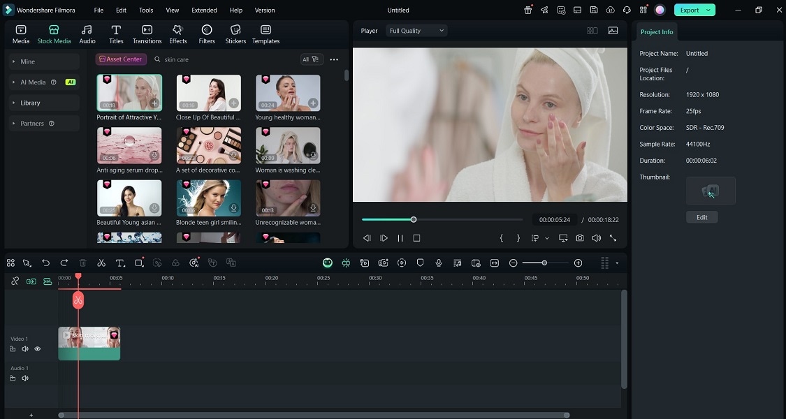 filmora editing interface