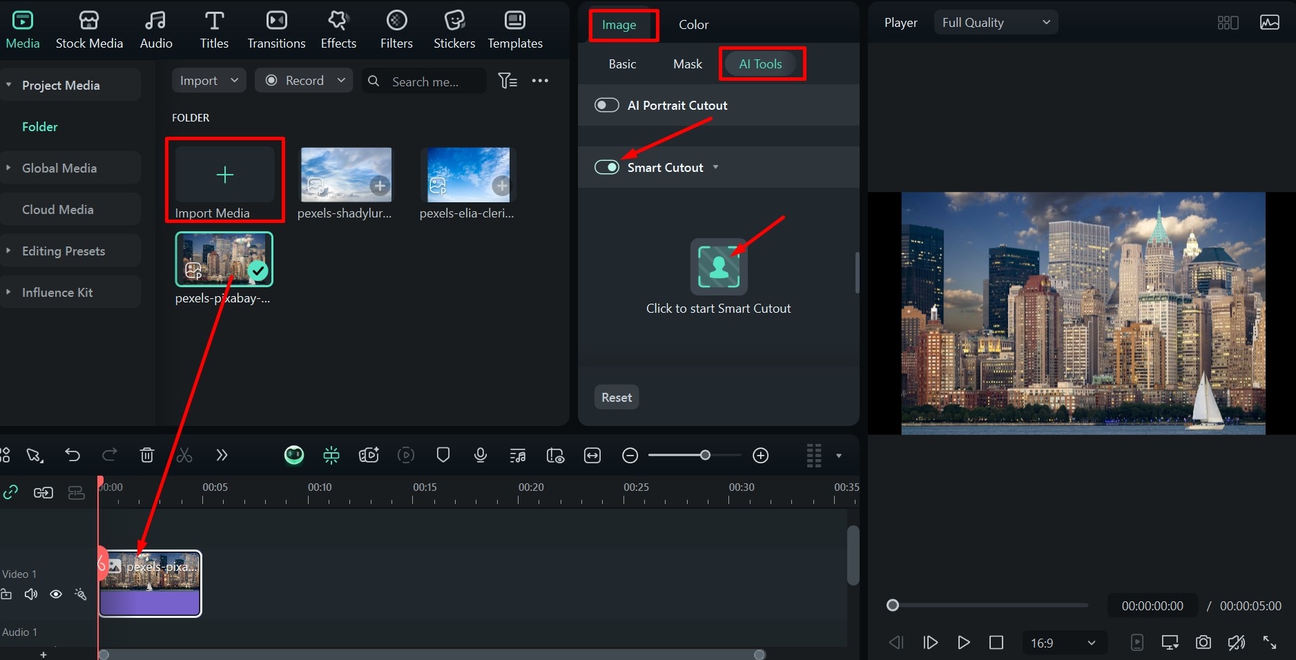 filmora accessing smart cutout
