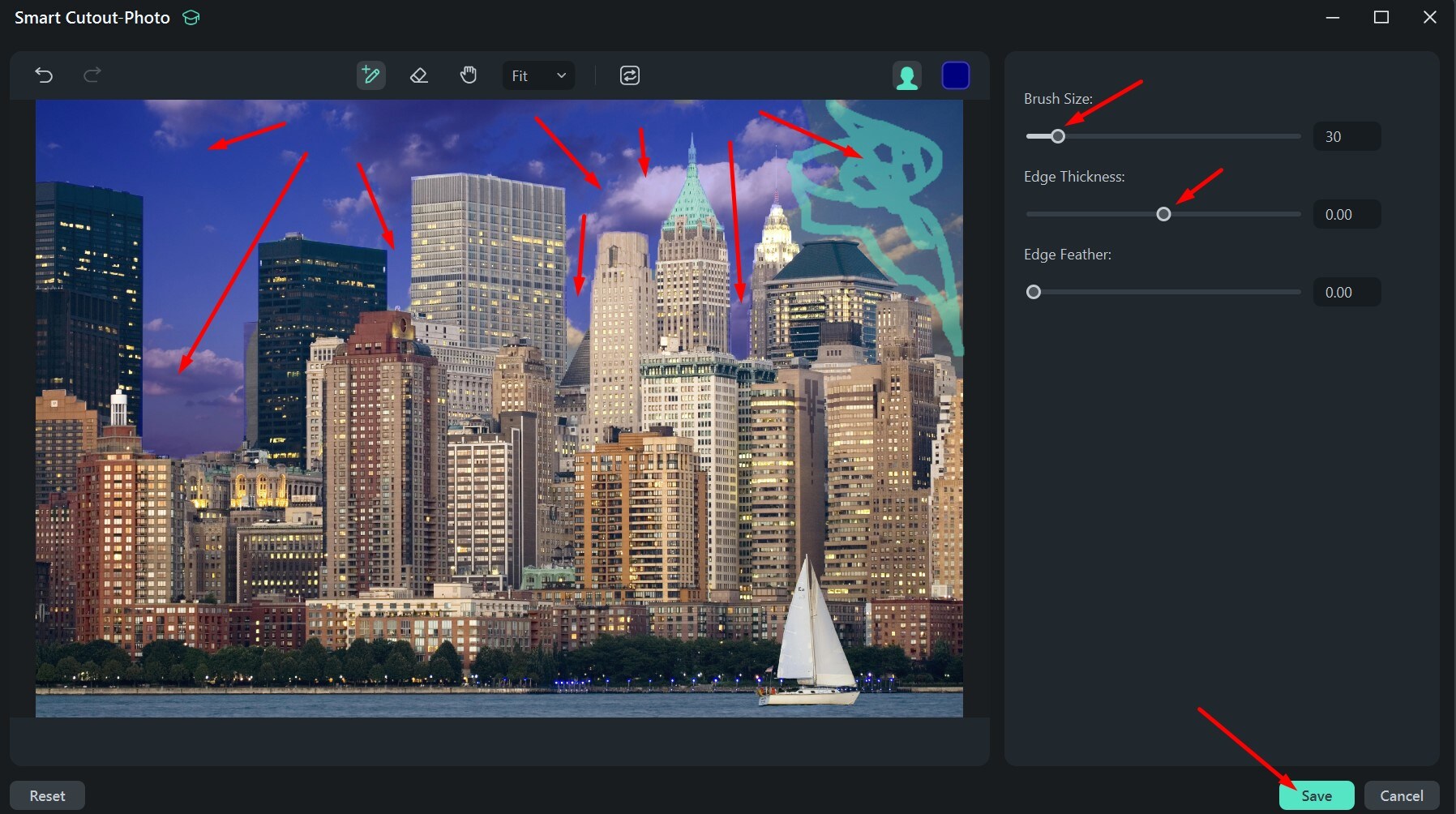 filmora smart cutout brush tool