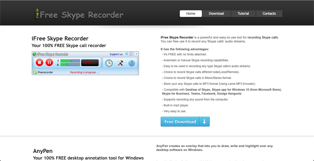 ifree skype Recording Software