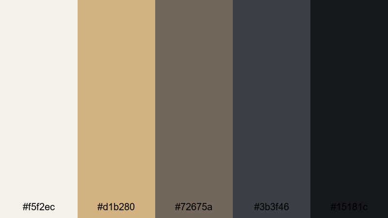 slate and gold minimal luxury color palette with hex codes