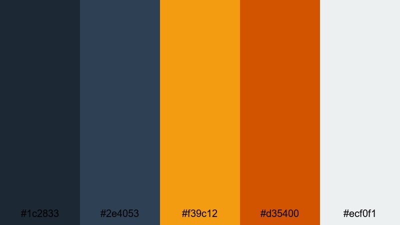 slate and rust mono blue rust color palette with hex codes