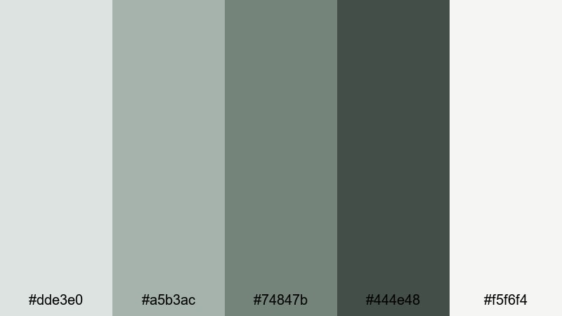 slate screen serenity gray green color palette with hex codes