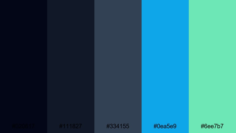 slate screen studio black green blue color palette with hex codes