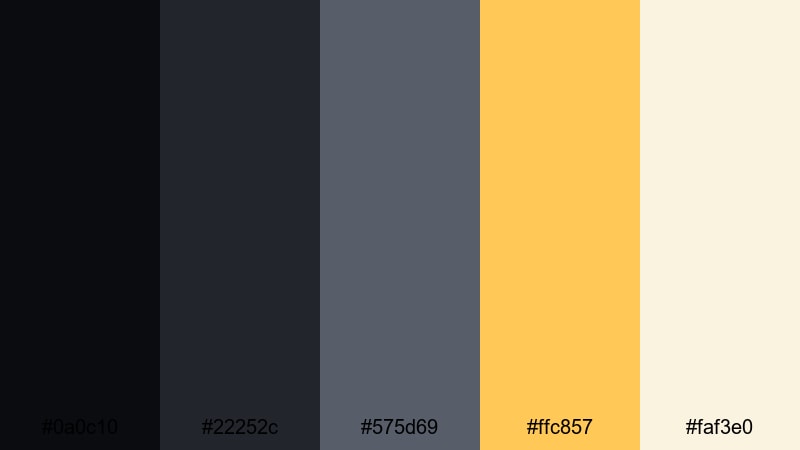 slate workspace glow onyx color palette with hex codes