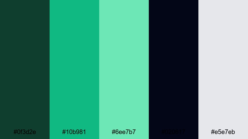 sleek circuit greens hunter green color palette with hex codes