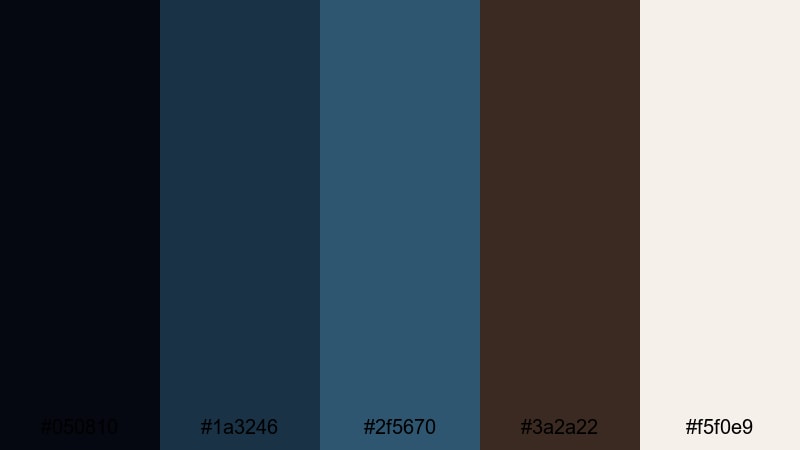 sleek interface noir blue dark brown color palette with hex codes