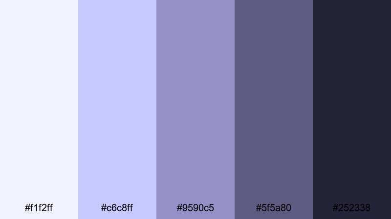 sleek neon twilight purple gray color palette with hex codes