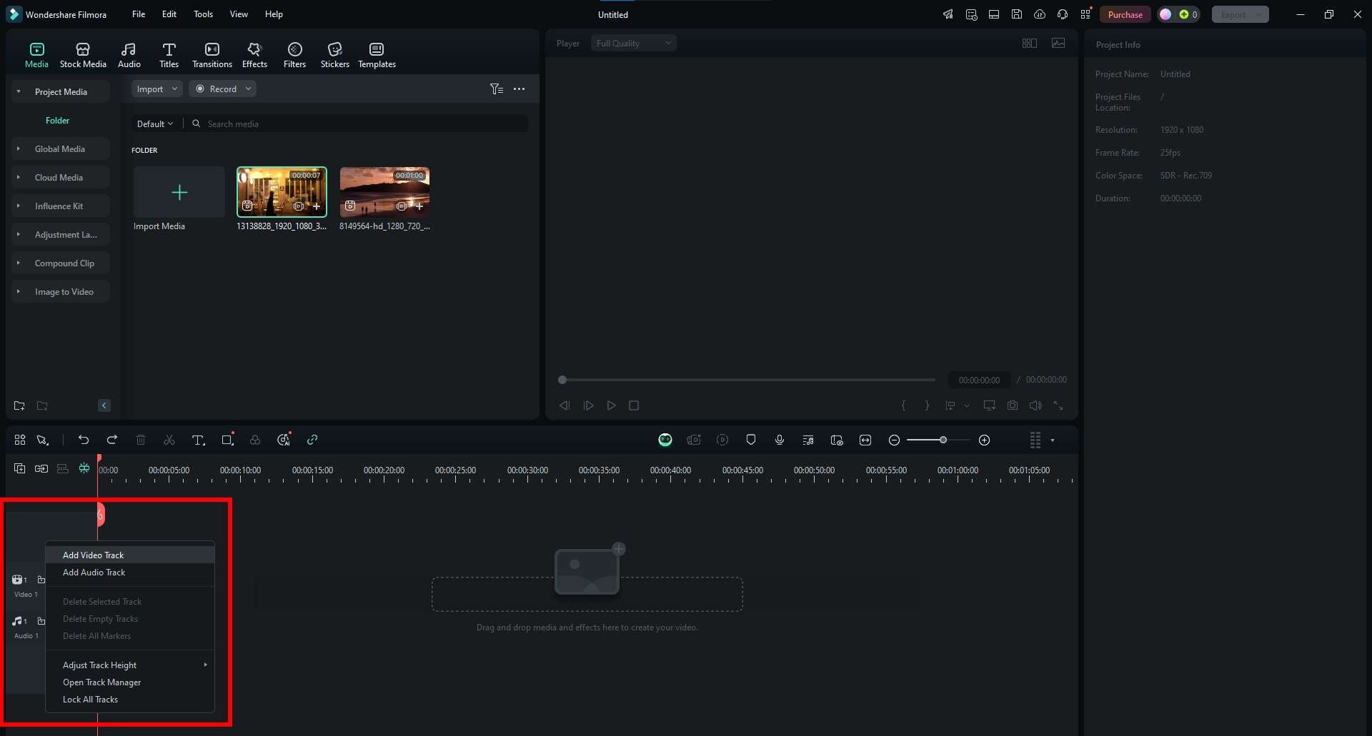 add video track in filmora