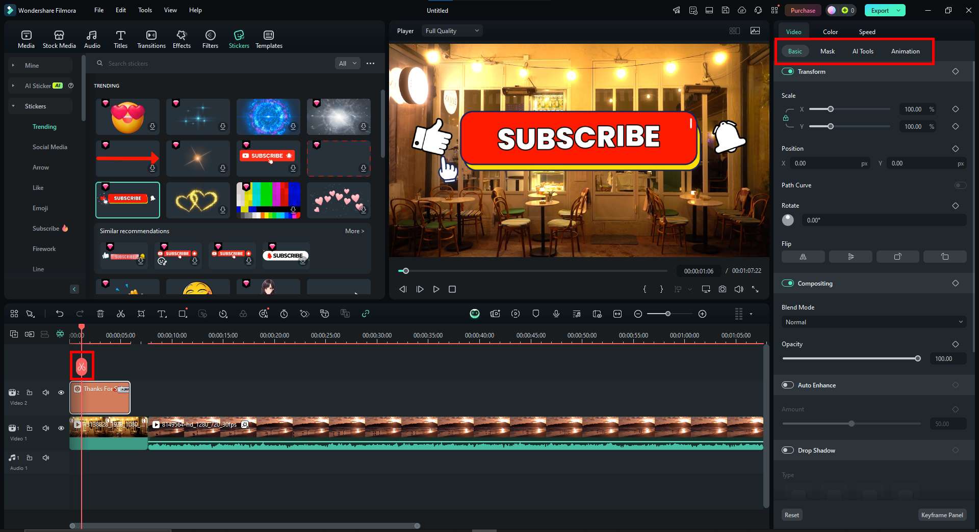 add element to the timeline in filmora
