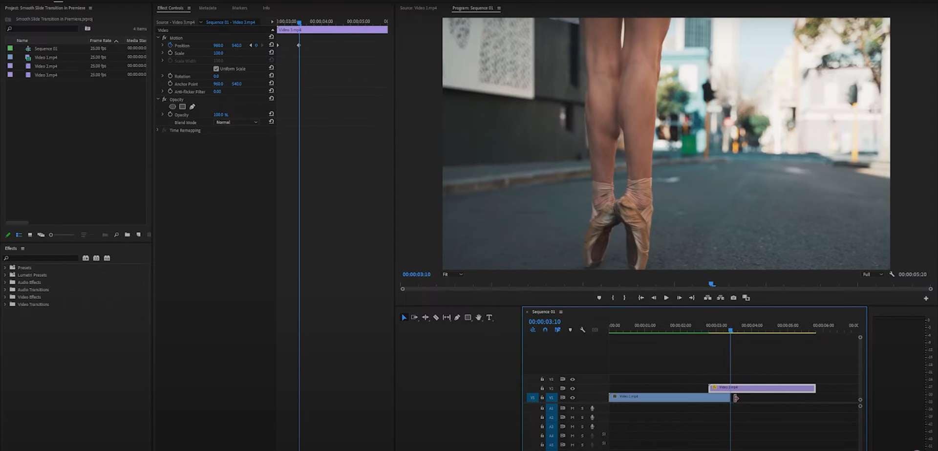 drag second video to match transition duration