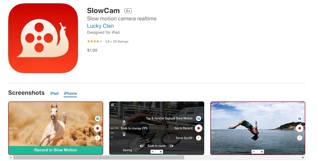 slowcam slow motion camera app