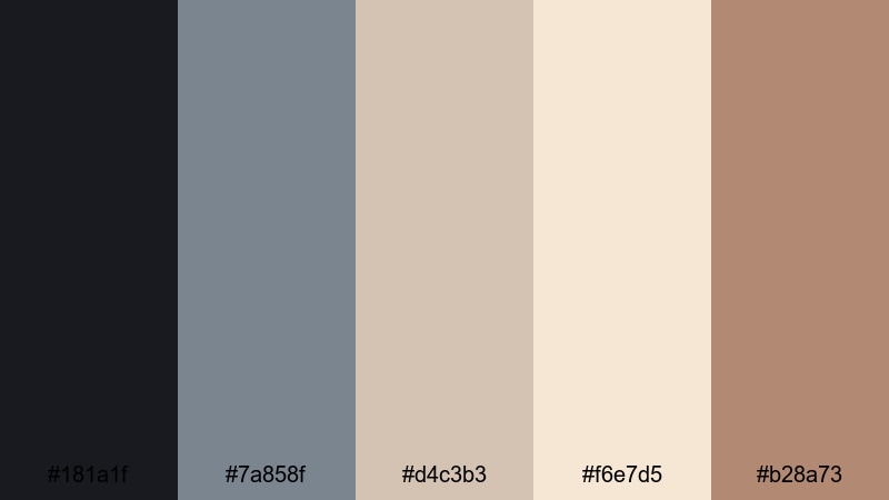 smoke and champagne columns art deco color palette with hex codes