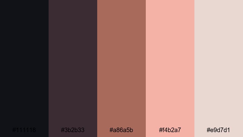 smoke and ember rose black rose gold color palette with hex codes