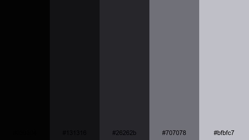 smoke and mirrors black gray color palette with hex codes