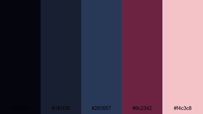 smoked berry skyline blue burgundy color palette with hex codes