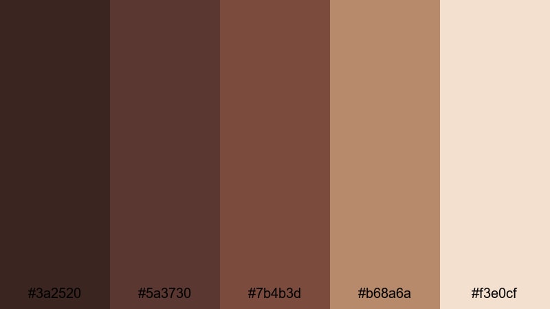 smoked cacao drama brown maroon color palette with hex codes