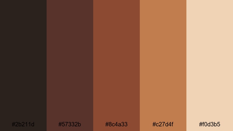 smoked cedar ember rustic color palette with hex codes