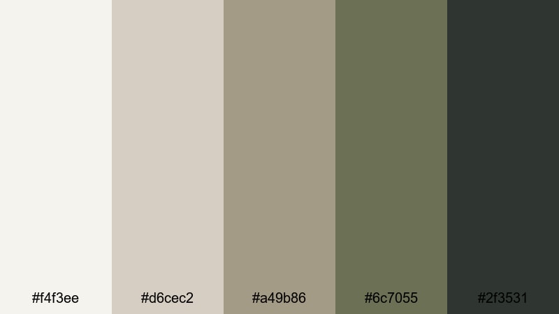 smoked olive studio elegant color palette with hex codes