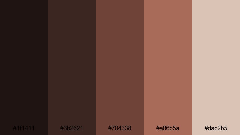 smoky chocolate noir dark brown color palette with hex codes