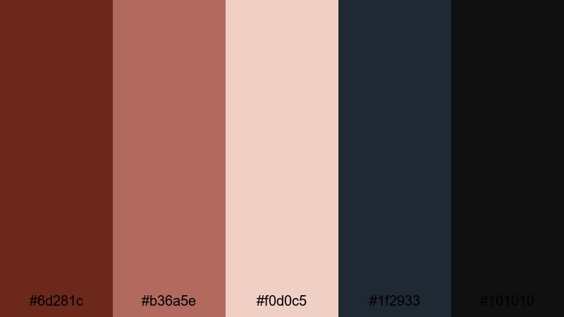 smoky spotlight stage burnt umber color palette with hex codes