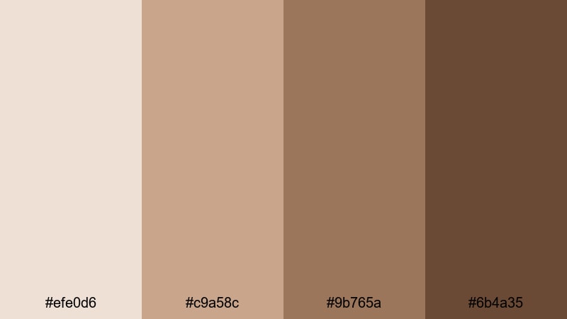 smoky toffee credits pastel brown color palette with hex codes