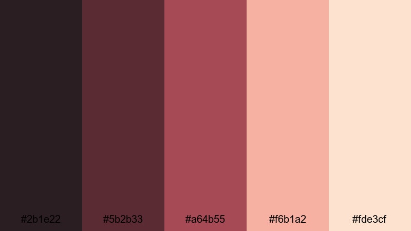 smoldering rose mist volcano color palette with hex codes