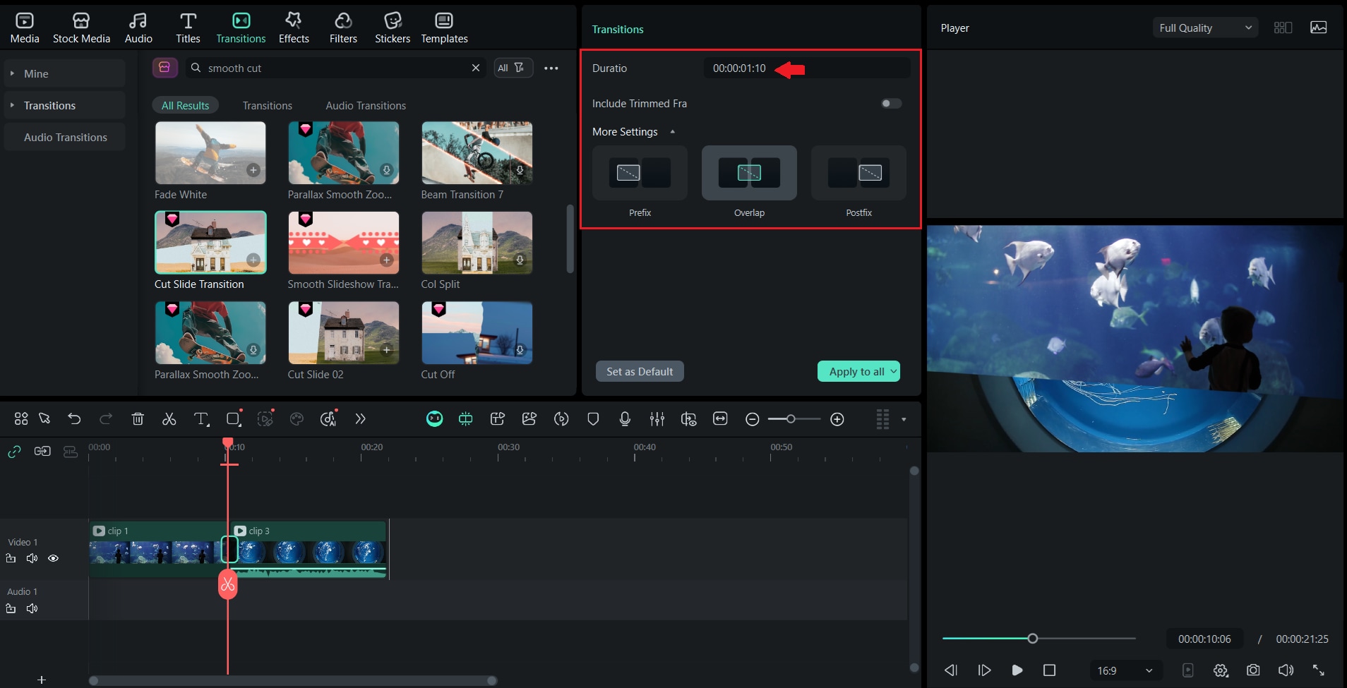 adjust the transition duration