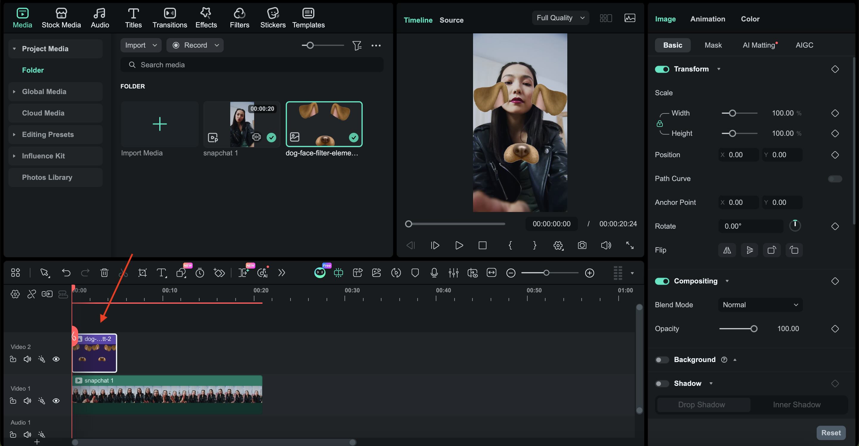 import and drag the snapchat png
