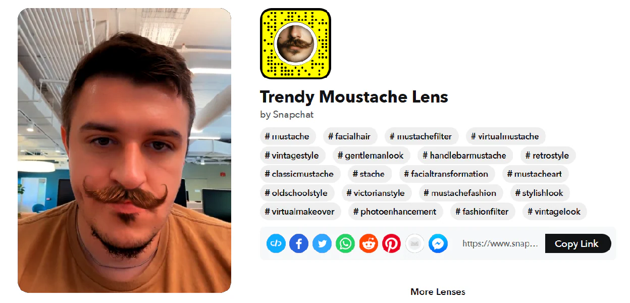 trendy moustache lens by snapchat